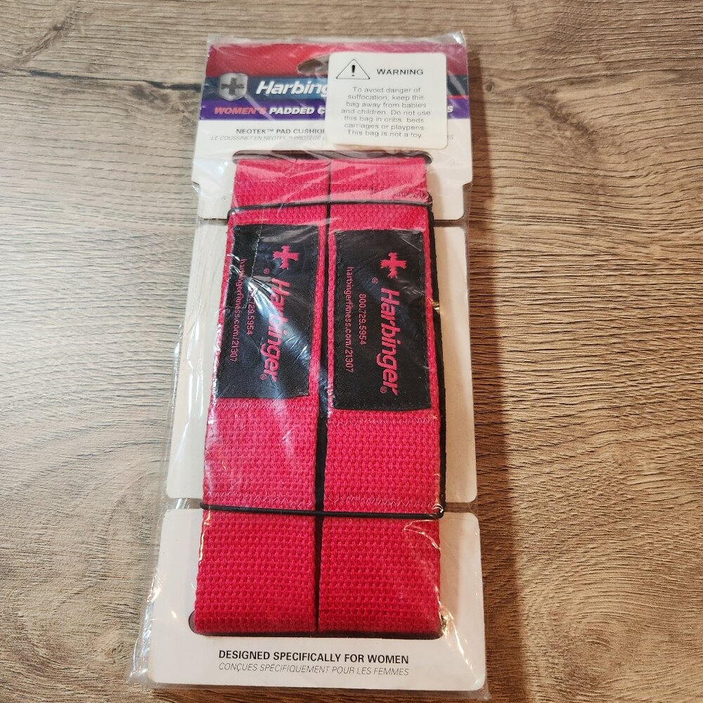 Harbinger Women's Padded Pink/Red‎ Cotton Lifting Straps Gym Weightlifting Wraps